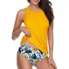 Carena per le foglie femminili costume da bagno tankini set in alto in alto o cazzo al collo spingi su due pezzi bikini estivi da bagno costume da bagno abbigliamento da spiaggia