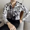 Chemises de robe masculine 2024 3D Léopard Imprimer Casual Shirt Long Manche à manches longues Slim Brand Inch Vêtements