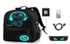 Anime Luminous Student School School School Backpack para menino menina Daypack Multifunction USB Charging Port and Lock School Back Black Y5339271