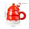 Tassen Weihnachtsbecher süße Weihnachtsmann Ceramic Home Office Kaffee Milch Teetassen mit Santas Teelöffel