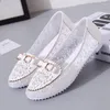 Sandaler Flower Diamond Bow Pu Mesh Stitching Flat Fashion Women's Casual Shoes 2024 For Women Zapato