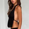 Kobiety dla kobiet Camis y2k damski moda seksowna zawieszenie 2024 NOWOŚĆ Black Ultra cienki pasek na backless Top Top Letnia impreza Women Sleveless Top J240409