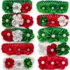 30/50pcs Christmas Dogs Pet Accessories Small Middle Large Dog Bowtie with Elastic Band Flowers Collar for Pet Dogs Holiday Bows