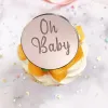 10pcs Baby Shower Party Cake Decorations Acryl Mirror Birthday Tort Topper Kids DIY OH Baby Cakecup Topper Akcesoria