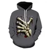 Hoodies masculins 2024 Skull Squelette imprimé à cordon de cordon de street gothique gothique tendance surdimension