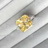 Band Rings Avsluta Big Bling Yellow Zircon Silver Womens Wedding Engagement Fashion Jewelry Nyår 2024 Ring Womens Diamond Ring J240410