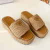 Designer Slippers womem platform slides crochet Sandals Summer flat leather slippers sliders womens casual Shoes luxury outdoor home Buckle Beach Sandal