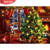 Huacan 5d Diamond Painting Babbo Natale Square Traino Handicraft Diamond ricamo a diamante albero di natale Mosaico Paesaggio Arte della parete