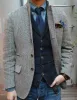Sonbahar erkek gri tüvit ceket ceket 2024 balıksırtı blazer gündelik erkek kostüm yapımı kıyafet terno maskülin özel yapılmış 2 düğme
