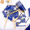 1Set Blue Series Strip Table Smifical Table Tables Delods Table Stovical Table Table Table Table Decor decorazioni per le forniture per feste di compleanno