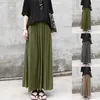 Röcke Sommer Baumwollverzeritrock Frauen lässig große Schwung Elastische Taille Korean Long Faldas Flowy Retro Solid Color Maxi