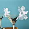 50st Ny Flying Angel Laser Cut Diy Wine Glass Cup Paper Card for Wedding Party Christmas Party vinglasprydnad