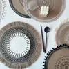 Yaratıcı Mandala Yuvarlak Placemat Boho Dokuma Makram Fringe Pubsels masa Mat Isı Dayanıklı Kupa Plaka Kara Mekanı Dekor