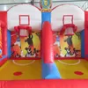 Partihandel 4x3m uppblåsbar baskethopphopp Carnival Game/Uppblåsbar basket dubbel skjuten ut för lekplatsspel med fläktfritt fartyg