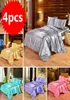 4st Luxury Silk Bedding Set Satin Queen King Size Bed Set Comport Quilt Däcke Cover Linens med örngott och lakan LJ2009242341