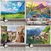 Desert Cactus Tapestry Italy European Palace Garden Tapestries Lake and Mountain Scene Nature Landscape Home Room Wall Hanging