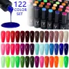 Gel ukefellow 122 färger gel nagellack set ren färg gel blöt av uv led gel lack glitter paljetter gel nagelsatser 10 ml