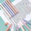 6 PCs/Ste Super Soft Double Tip Highlighter Pens Kawaii Candy Color Manga Markers Kawaii Pastel Stationery Journal Supplies