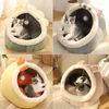 Pet Cat's Bed Warm Cat House Soft Plush Round Bedstent Carrier Dogs and Cats Basket Pillow Cave Mat Pet Accessoarer för leveranser