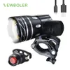 NEWBOLER 5000mAh Bicycle Light Set T6 USB Rechargeable Battery Adjustable Zoom Bike Front Headlight Cycling Lamp with Taillight