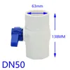 DN32 DN40 DN50 PVC -Kugelventil Garten Wasserhahn 2 Wege Schlupfenden G1.25 G1.5 G2 Wasserventil Ausschalten der Durchflusssteuerung 1pcs