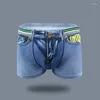 Underpants Männliche Mode Unterwäsche 3D -Print Mann zu Hause komfortable Pocket Denim Boxer sexy Höschen