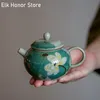 150ml Boutique Hand-painted Lotus Ceramic Tea Pot Underglaze Color Singer Pot With Filter Tea Maker Small Pot Kung Fu Teaware