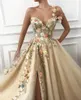 Urban Sexy Dresses Champagne Split Appliques Flowers Prom Dresses 2023 Women Party Night Long Vestidos Gala Lace Evening Gown A-Line Robe de Soiree 240410