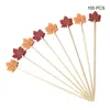 Forks 100pcs Pick Cake Dessert Fruit Salad Fork Pumpkin Leaf Disposable Toothpick For Children Home Bar Party Decoration B03E