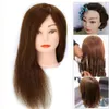 50% Real Human Hair Training Head For Dolls Hairstyles Braid Hairdressing Mannequin Heads 50 cm Stand pour les coiffeurs