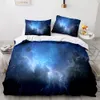 Stjärnhimmel täcke täcke set king/queen size night himmel galaxy blå lila mjuk sängkläder set romantisk stjärna polyester täcke omslag