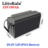 Liitokala 24V 100ah LifePo4 بطارية 100A BMS لـ 2400W Motorhomes Solar Energy RV EV AGV التخزين الكهروضوئي