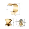 Shbshaimy Golden Waterfall Bathroom Bower Basin Robinet Deck Mouted Cold Hot Water Bouxer Single Trou Water Tap 3 trous Washing Tap