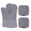 Mitts de four et supports de pot, gant de four gant à chaleur haute résistante à 500 degrés Extra Long Four Mitts et Potholder