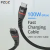 PZOZ 2PCS USB CからUSBタイプCケーブル100W PD 5A IPhone 15 Pro Max MacBook iPad Samsung Xiaomi 60W Typec Chargerの高速充電