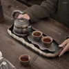 Tea Trays Gold Lotus Pond Tray Japanese Style Coarse Pottery Pot Water Storage Small Table Ceramic Teapot