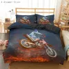 Motorcykel sängkläder set 3d tryck bilar duvet täckning med örngott motocross sängäcke pojkar barn säng set king size hemtextiler