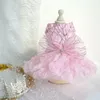 Pink Dog Wedding Dress Bridal Costume Puppy Princess Dresses For Small Dogs Luxury Clothes Pomeranian Chihuahua 240402