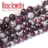 A+ Natural Plum Bossom Tourmaline -kralen Gladde steenronde losse kralen voor sieraden maken DIY armbanden accessoires 6 8 10mm 15 "