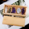 Runyangshi 5pcs/Set Natural Crystal Cluster Оригинальные точечные минералы Amethyst Cluster Соберите подарки Woodenbox для украшения дома