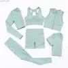 Yoga Outfits Gym Wear Workout Set Yoga Set Sportswear Womens Tracksuit Fitness Outfits Sports Suit Tops Shorts Legging Bra Seamless Set lulu Y240410