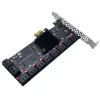 Kort PCIe SATA Adapter Mining 20/16/12/6/4 portar SATA 6GB till PCI Express Controller Expansion Card PCIe till SATA III Converter för PC