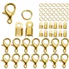 80Pcs/Set Alloy Lobster Clasp Jump Rings Leather Clip Tip Fold Crimp Connectors Clasps for DIY Bracelet Necklace Jewelry Making