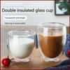 2-6 st dubbelskikt isolerad kopp antiscaling antikold kaffemjölk dryck mugg glas bambu lock transparent dricksgåva