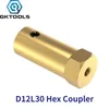 GKTools D12L30 Hex Coupler Brass Tyre Connector 3/4/5/5/7/8mm Koppeling voor Decelerate Motor Shaft Robot Smart Car Wheel