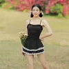 Soaking in hot spring swimsuit female Korean Instagram super fairy spicy girl sexy beach jumpsuit bikini gathered revealing waist pure desire style 1Y7C