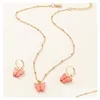 Ohrringe Halskette neuer Schmetterling Anhänger Halsketten und Set für Frauen Girls Fashion Pink Gold Elegant Choker süßer Schmuck Geschenk Epacket DHFNK