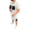 Men's Tracksuits Summer Breathable Two Piece Measurement Lapel Button Down Top Mens Slim Fit 3 Suit Dark Buttons