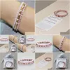 Beaded Mg0052 Wholesale Rose Quartz Rhodonite Bracelet Set Picture Jasper 4 Mm Mini Gemstone Yoga Mala Jewelry Drop Delivery Bracelet Dhrn4