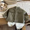 재킷 스프링 가을 어린이 쿨 코트 여자 가죽 재킷 스탠드 칼라 포켓 지퍼 pu 단단한 아이 외곽웨어 2-8 년